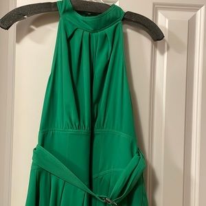 Green halter neck flowy dress